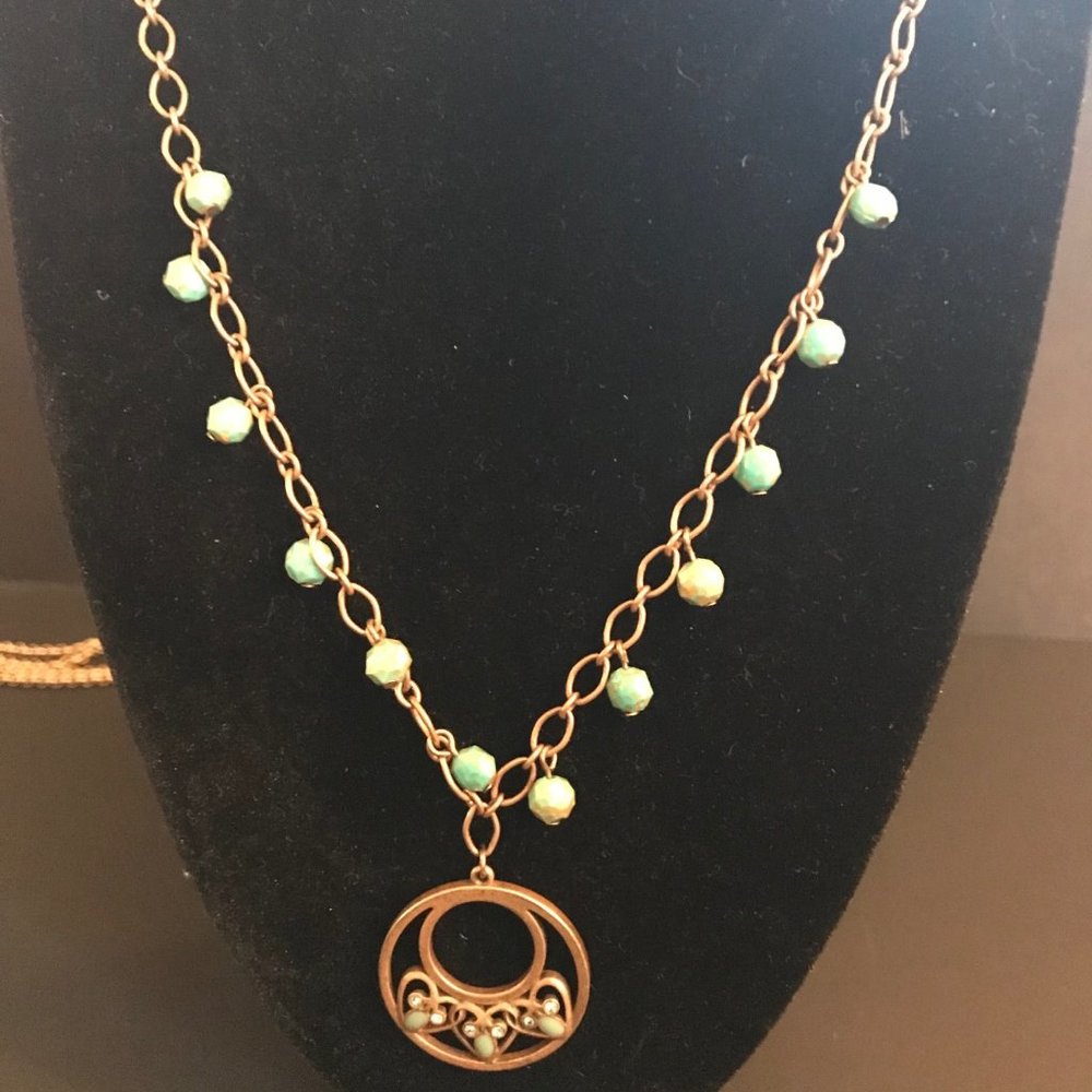 Gold Toned Necklace with Turquoise Beads